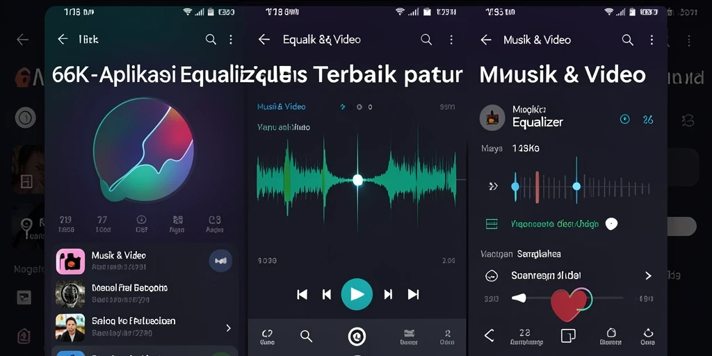 Antarmuka utama aplikasi 66K dengan pengaturan Equalizer.