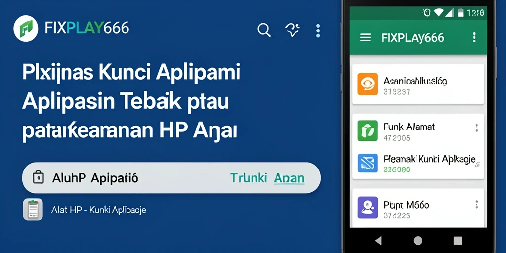 Screenshot menunjukkan antarmuka <strong>FIXPLAY666</strong> dengan fitur penguncian aplikasi yang jelas.