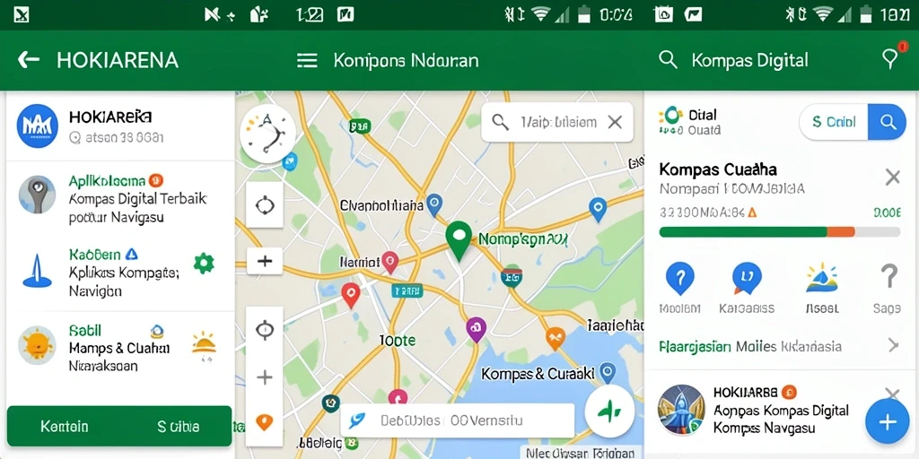 Tampilan antarmuka HOKIARENA dengan kompas digital yang intuitif.
