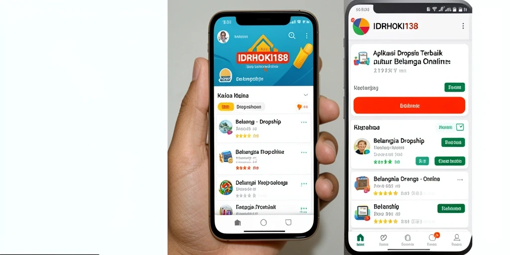 Tampilan antarmuka aplikasi Dropship IDRHOKI138 yang menarik dan user-friendly.