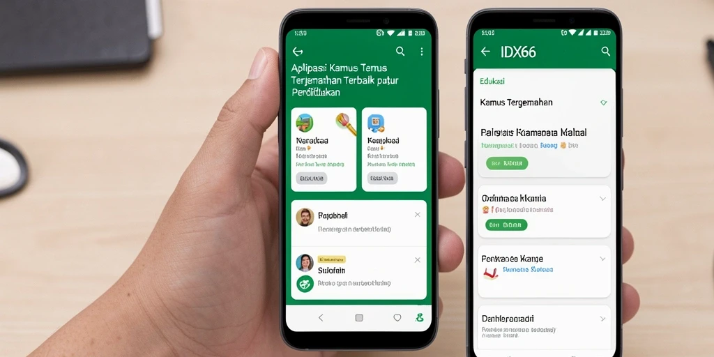 Antarmuka utama IDX66 dengan fungsi Kamus Terjemahan.