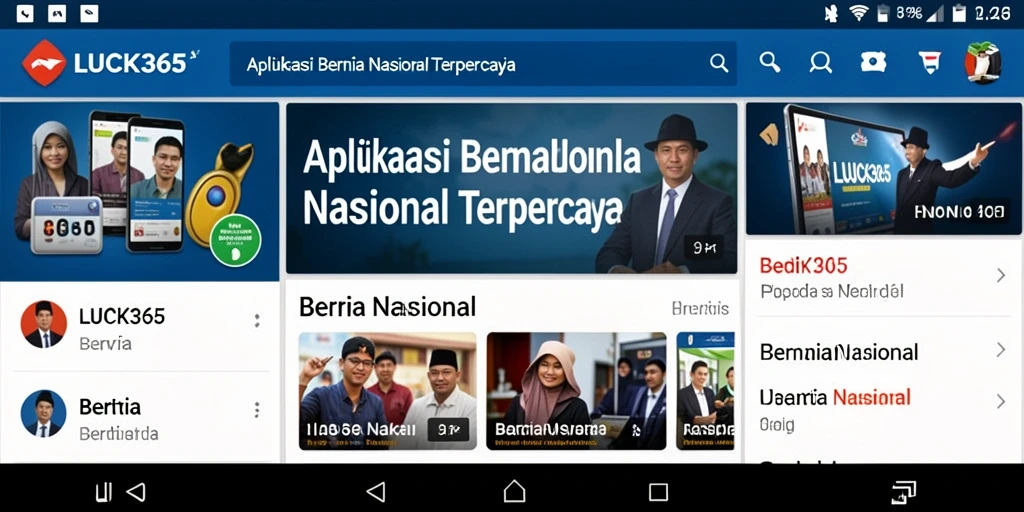 Antarmuka aplikasi LUCK365 dengan berita terkini dan akurat.