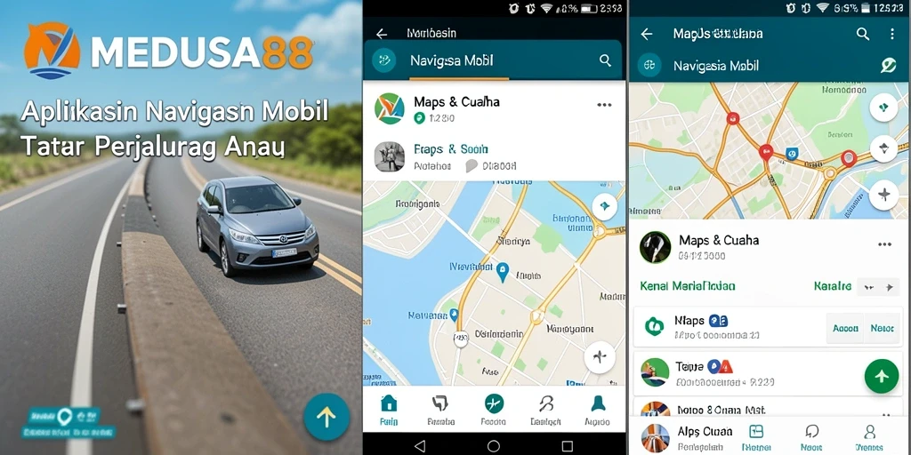 Antarmuka aplikasi MEDUSA88 yang intuitif untuk Navigasi Mobil.