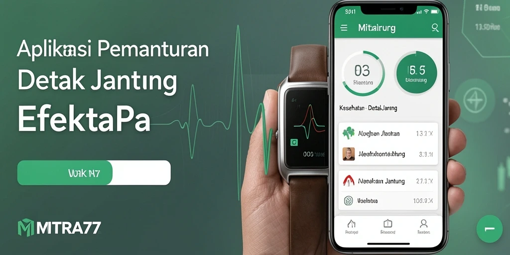 Tampilan antarmuka aplikasi MITRA77 untuk pemantauan detak jantung.