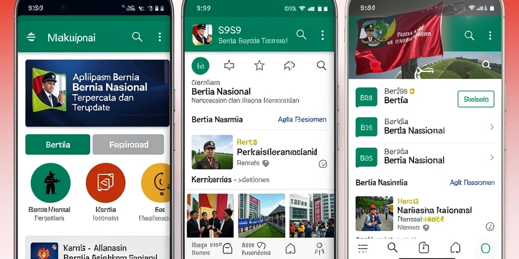 Antarmuka aplikasi S9S9 dengan berita nasional terbaru.