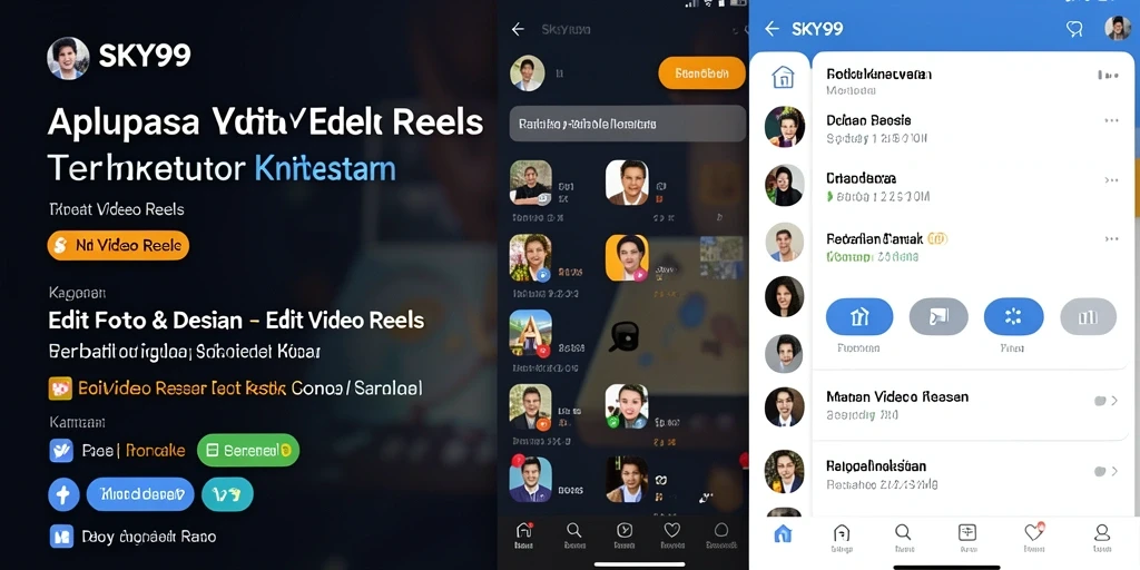 Tampilan antarmuka aplikasi SKY99 saat mengedit video reels.